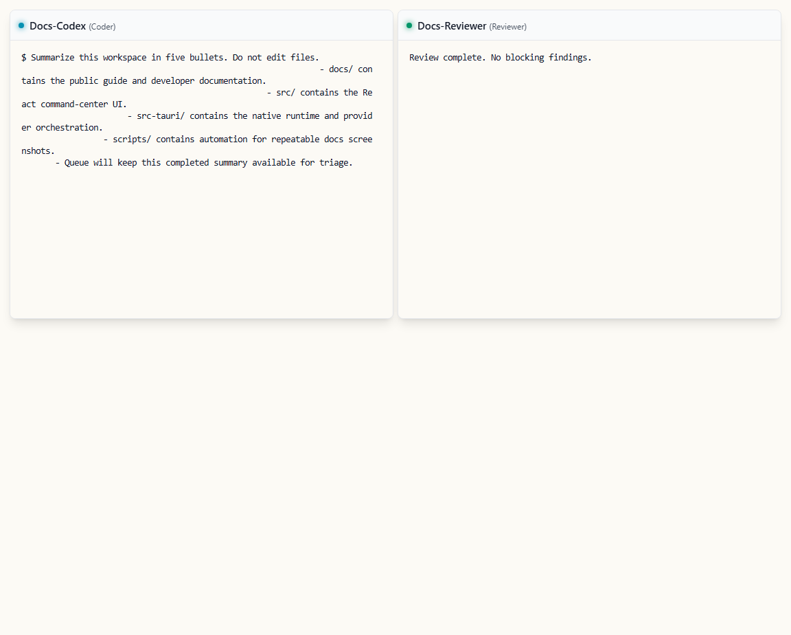 Wardian Grid showing active agents with status and terminal cards