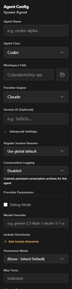 Agent Advanced Settings showing the per-agent Conversation Logging selector set to Disabled